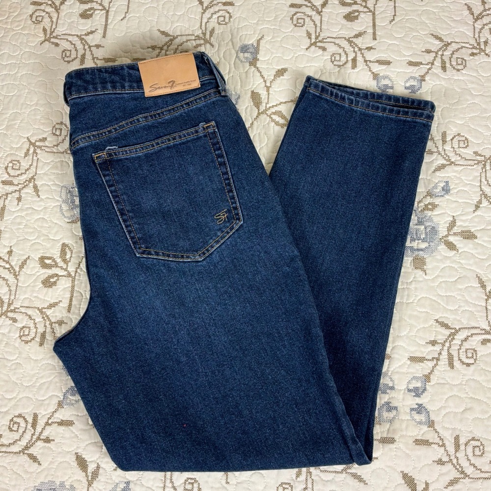Seven7 Slim Straight Jean Womens 10 Blue Excellent Stretch Denim